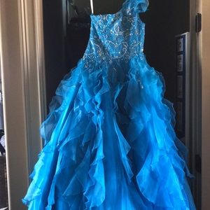 Turquoise glitz pageant dress